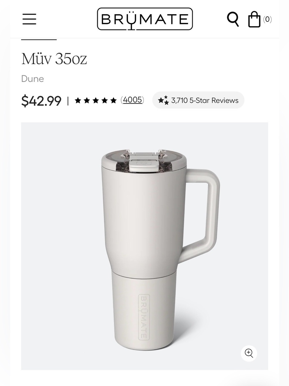 Brúmate MÜV 35 oz Coffee Mug - White - Picture 4 of 4